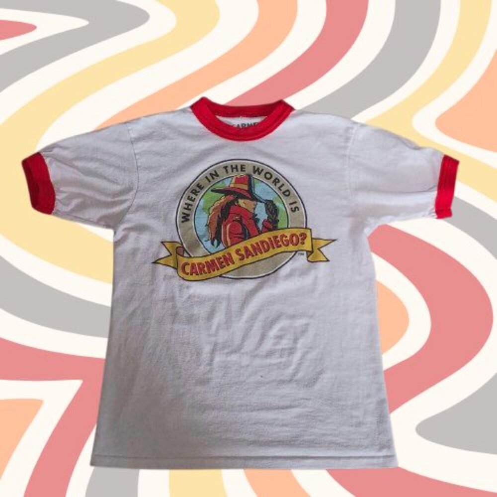 Carmen Sandiego Graphic Tee with Red Trim